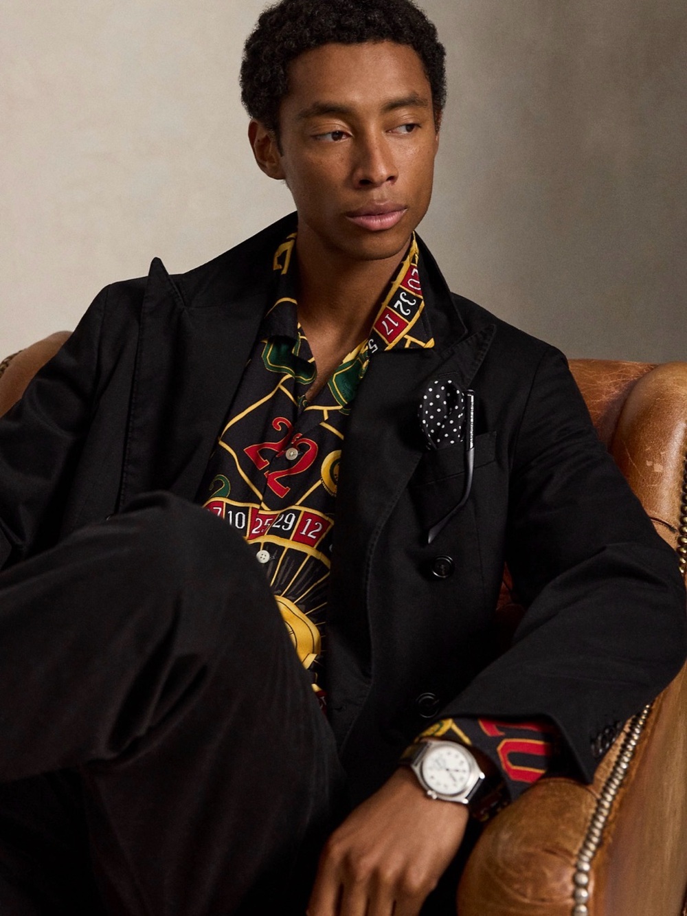 Polo by Ralph Lauren Black Roulette-Print Casino Shirt with Gold & Green Accent - Picture 7 of 7